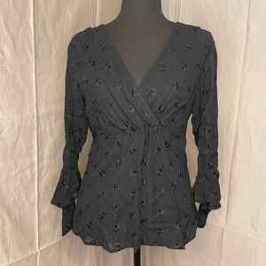 DCC Missy Y2K Black Textured Babydoll Women’s Blouse